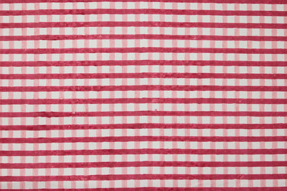 Block Printed Wrapping Paper Sheets - Gingham Christmas Pudding