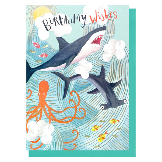 Male Birthday | Sharks Birthday Card | Child Birthday