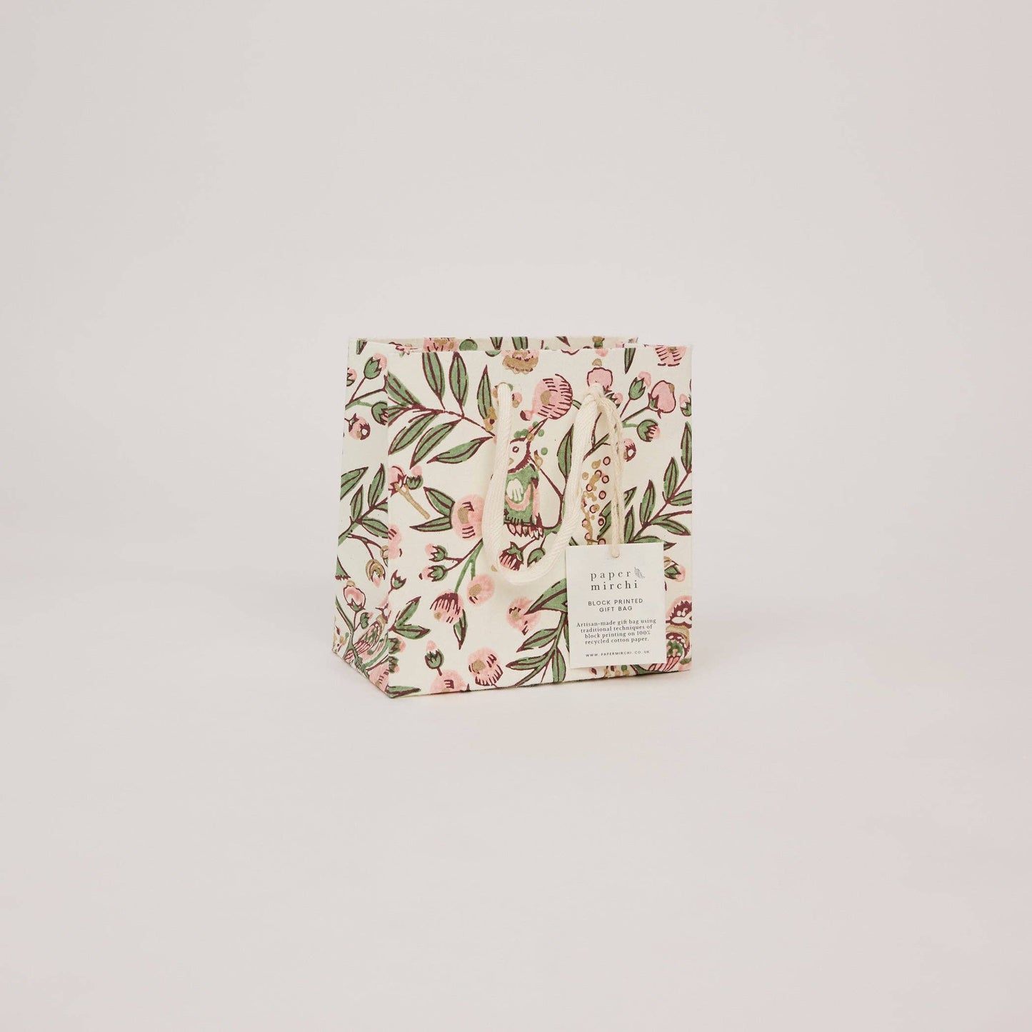 Hand Block Printed Gift Bags (Small) - Blush Refresh