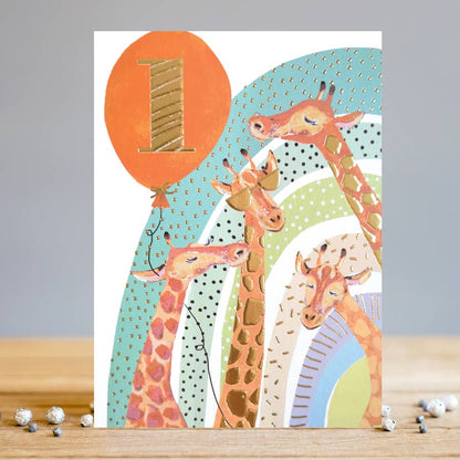 Age 1 Giraffe Birthday Card | Milestone Age Card | Kids Card