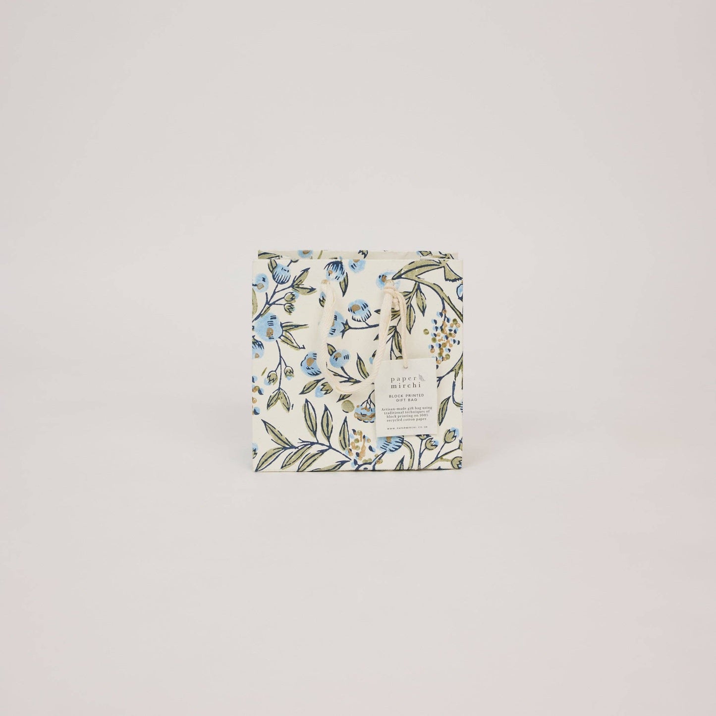 Hand Block Printed Gift Bags (Small) - Blue Stone Refresh