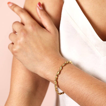 Stainless Twisted Bead Bracelet in Gold