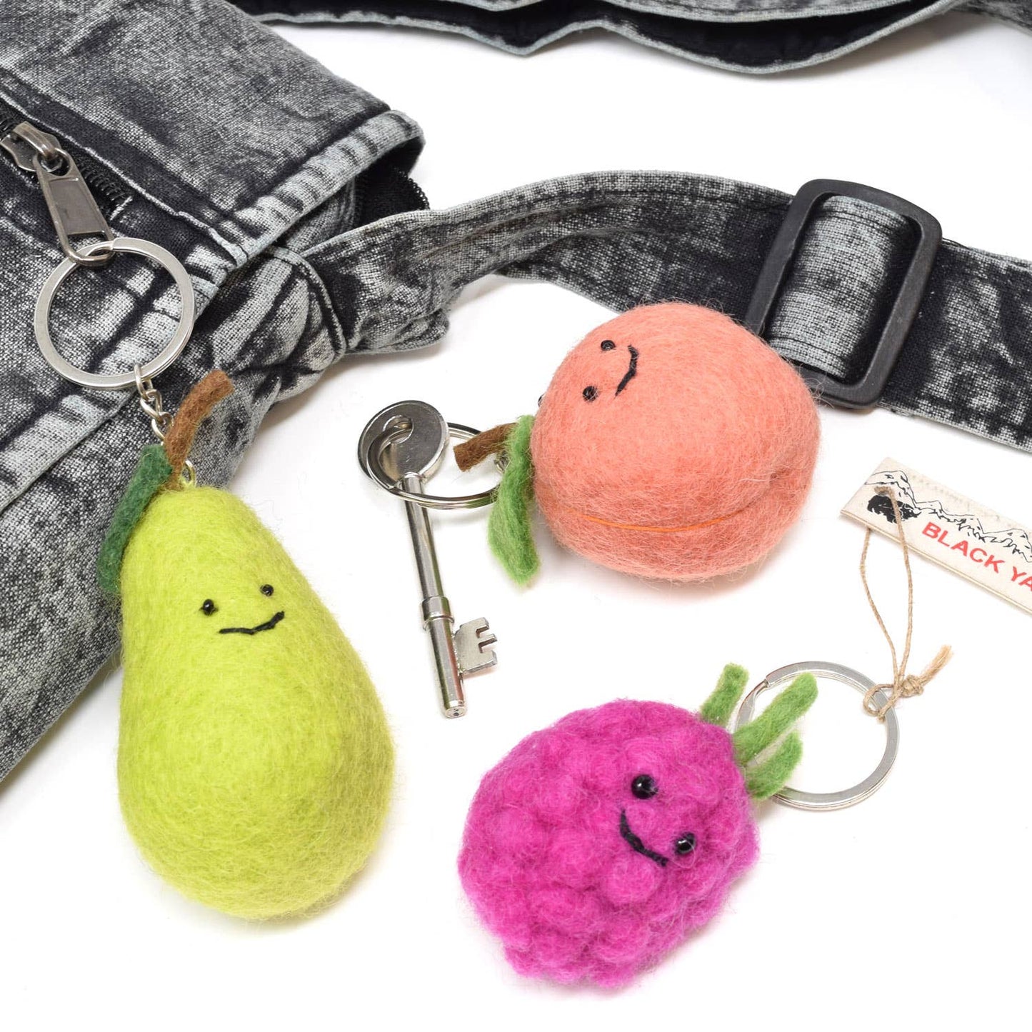 Felt Keychain - Raspberry Felt Bag Charm