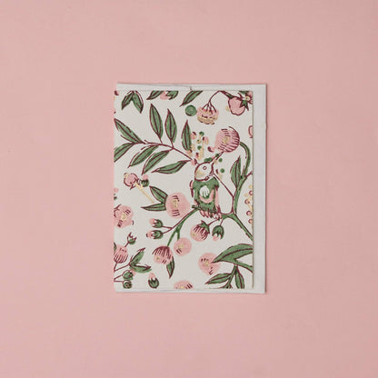 Hand Block Printed Greeting Card - GC Song Birds Blush