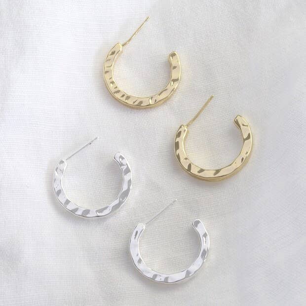 Small Hammered Gold Hoop Earrings