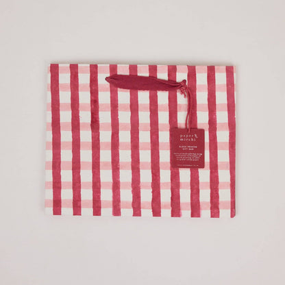 Block Printed Gift Bags (Medium) - Christmas Pudding