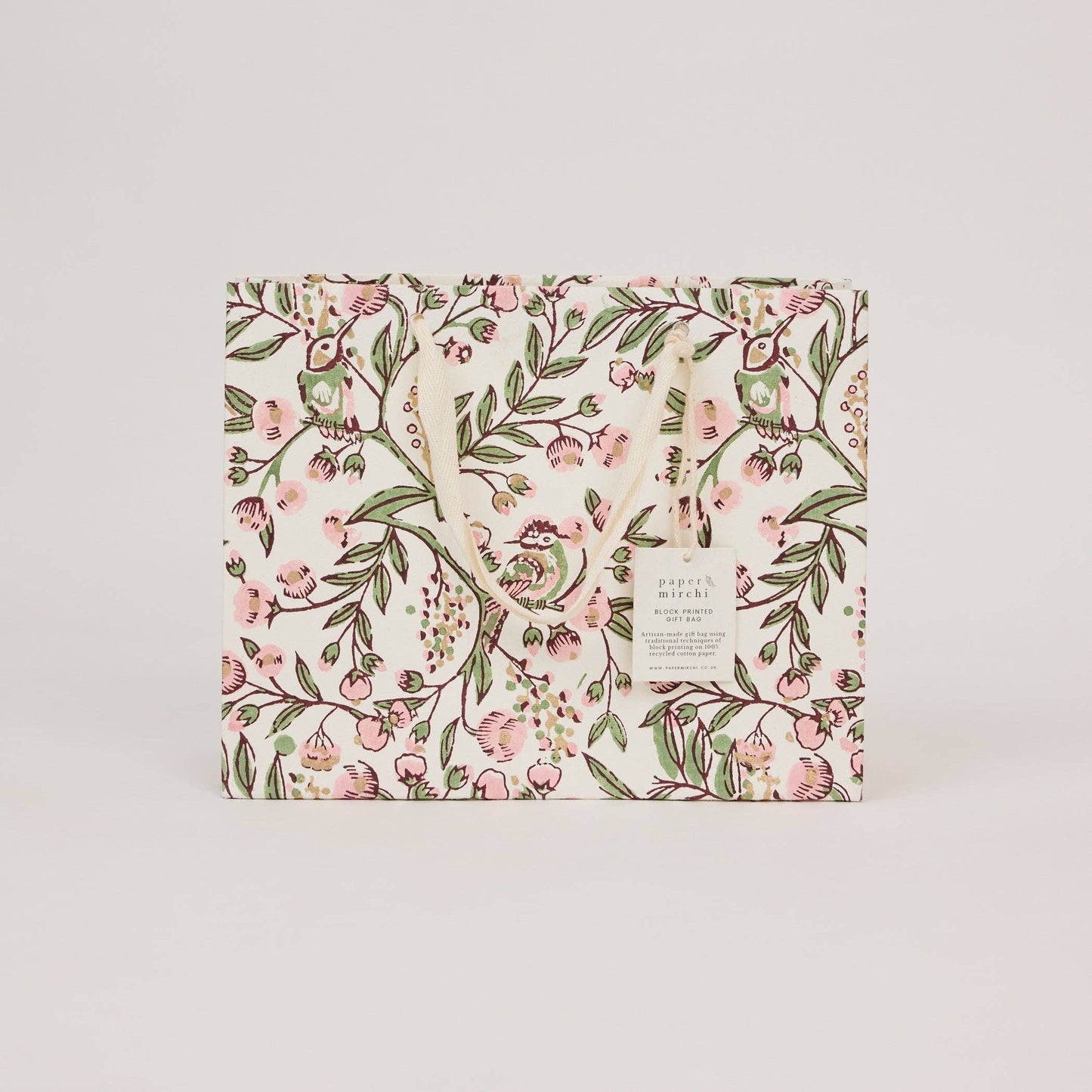 Hand Block Printed Gift Bags (Medium) - Blush Refresh