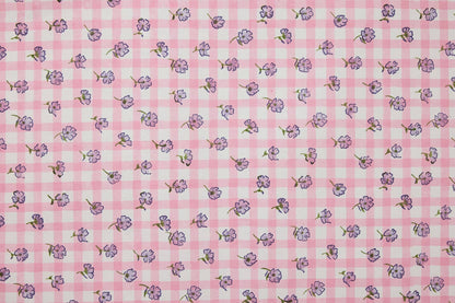 Block Printed Wrapping Paper Sheets - Gingham Violet Meringue