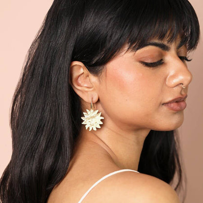 Gold Hammered Sun Drop Earrings