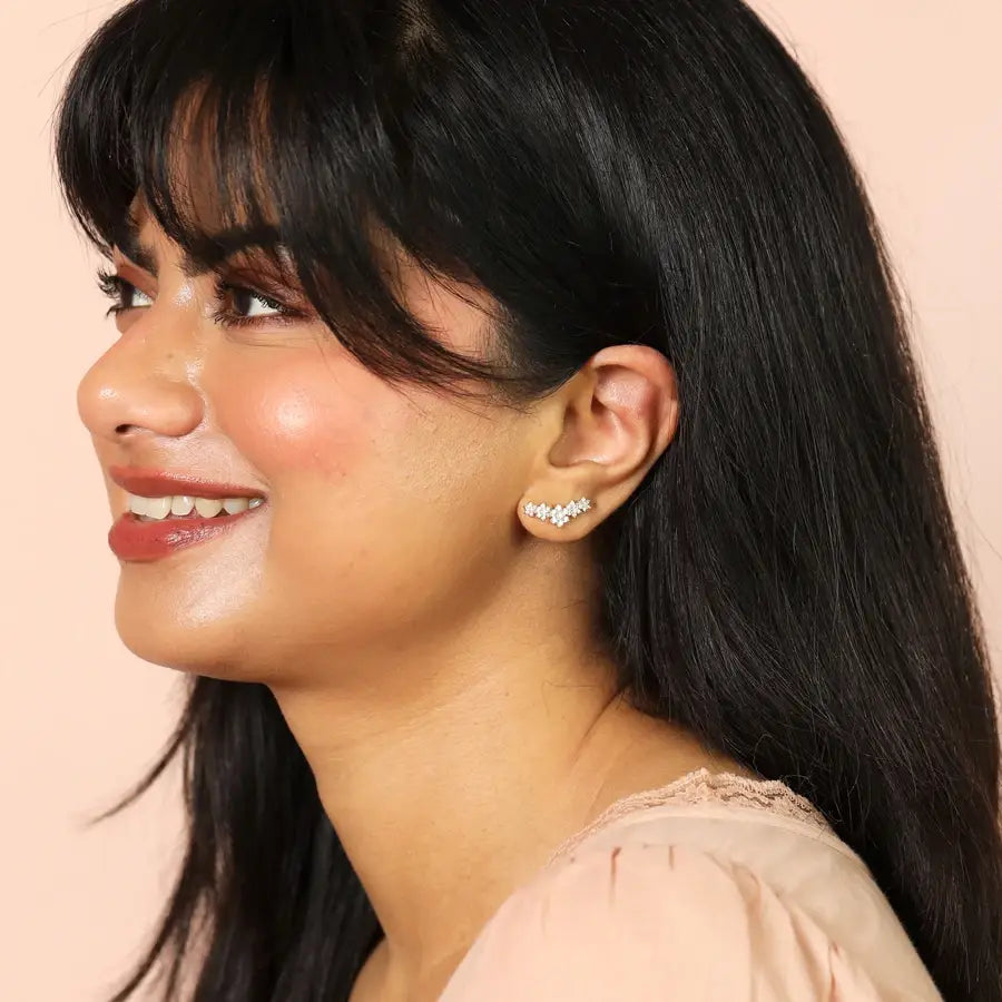 Crystal Star Ear Climber in Gold