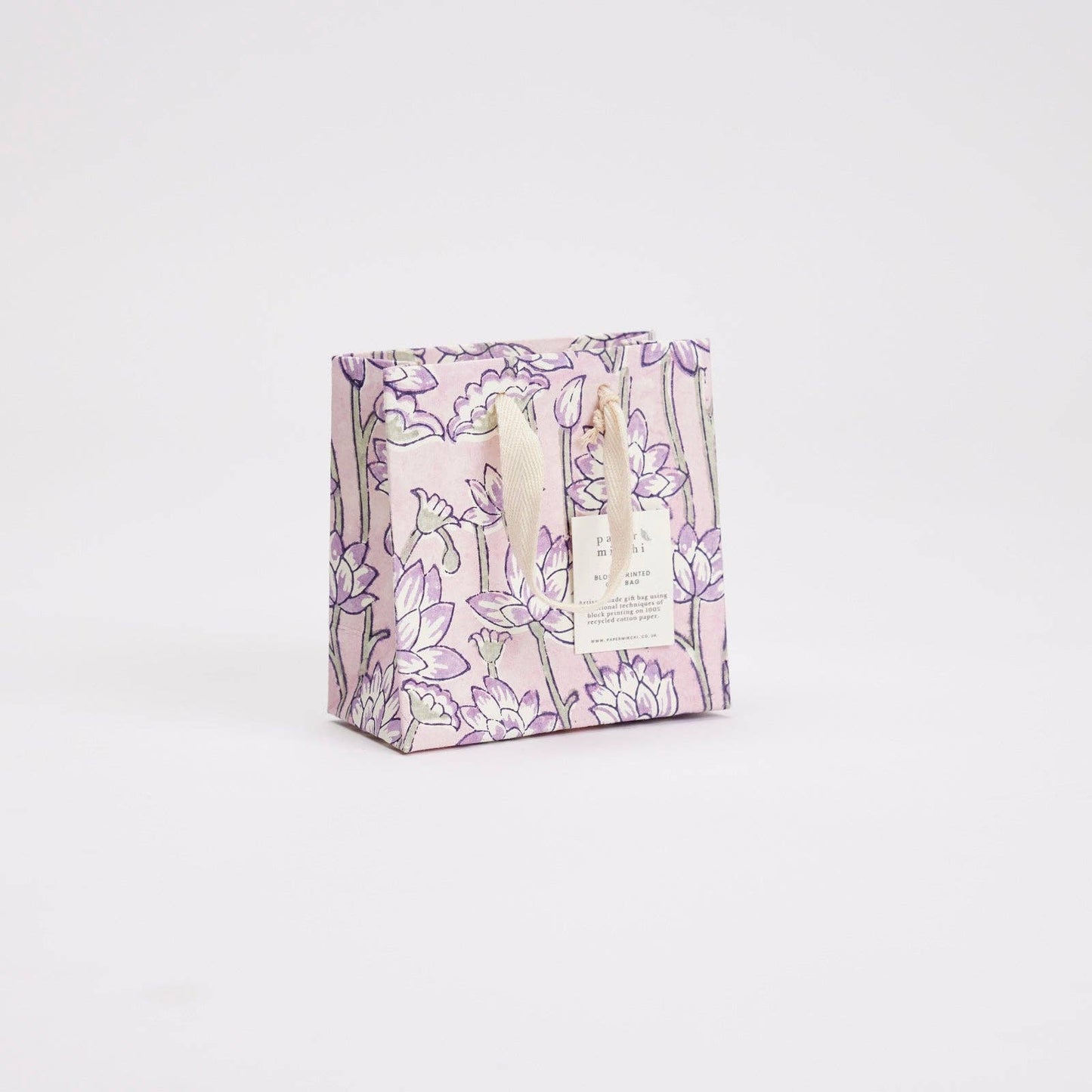 Block Printed Gift Bags (Small) - Lavender
