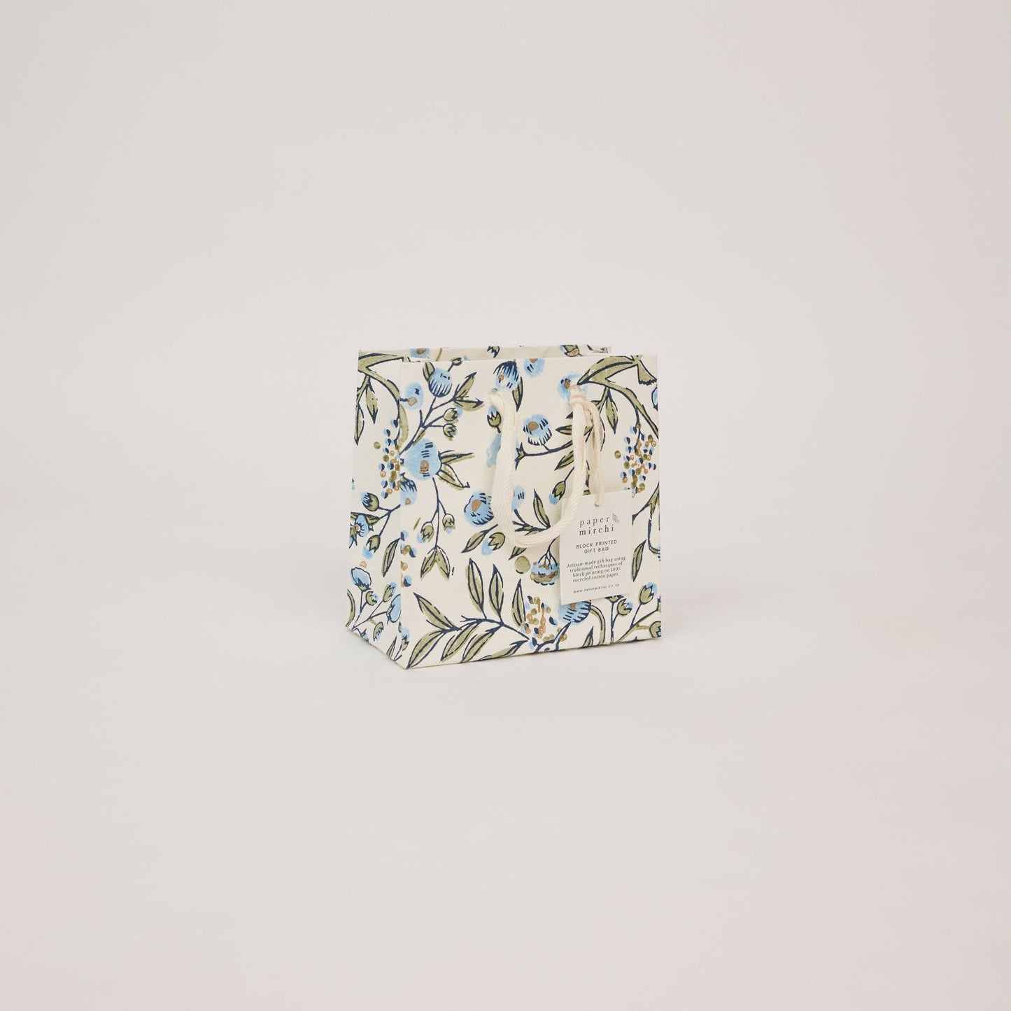 Hand Block Printed Gift Bags (Small) - Blue Stone Refresh