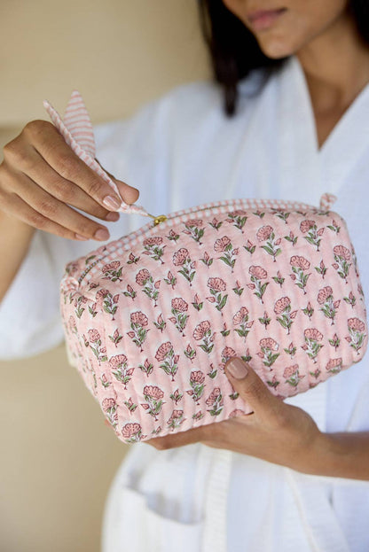 Organic Cotton Toiletry Bag (Medium) - Ditsy Floral Blush