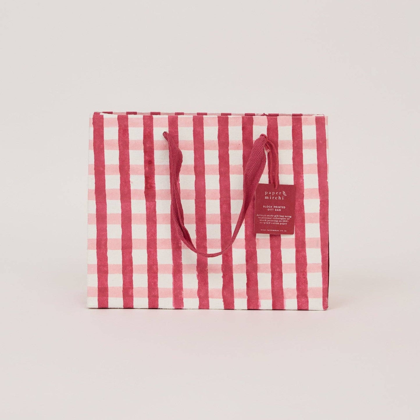 Block Printed Gift Bags (Medium) - Christmas Pudding