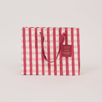 Block Printed Gift Bags (Medium) - Christmas Pudding