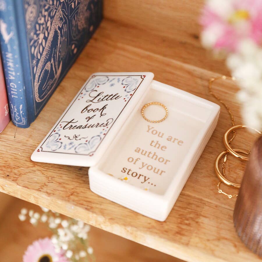 Ceramic 'Little Book of Treasures' Trinket Pot