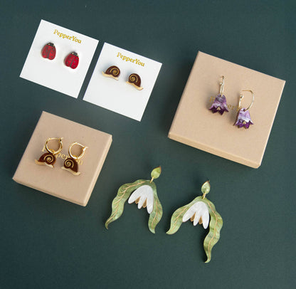Garden Lady Bug Stud Earrings