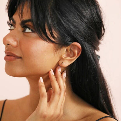 Gold Sterling Silver Triple Pastel Crystal Stud Earrings