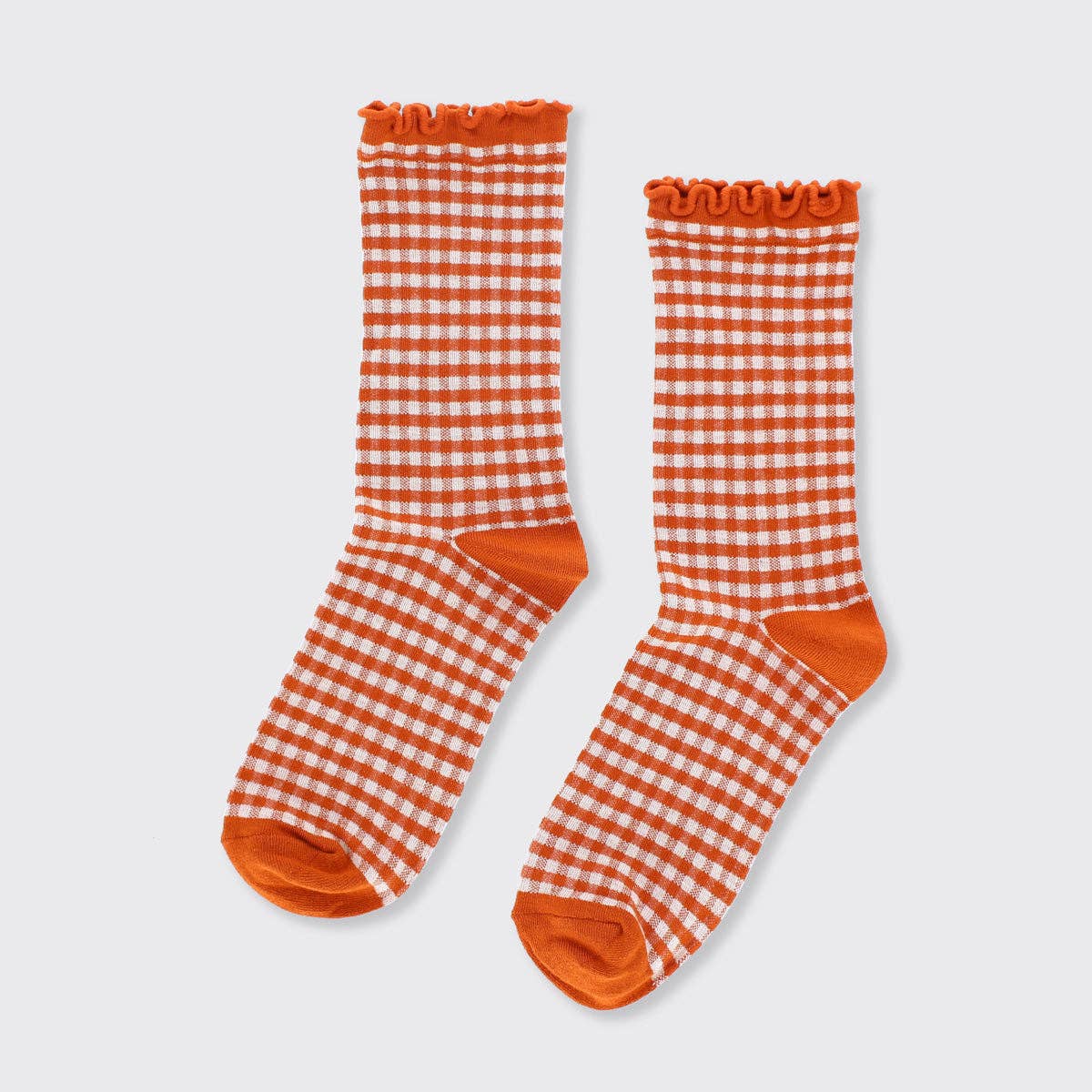 Gingham Socks - Rust
