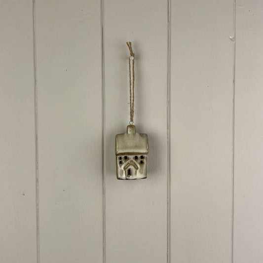 Beige Mottle Ceramic Hanging House Decoration (7cm)
