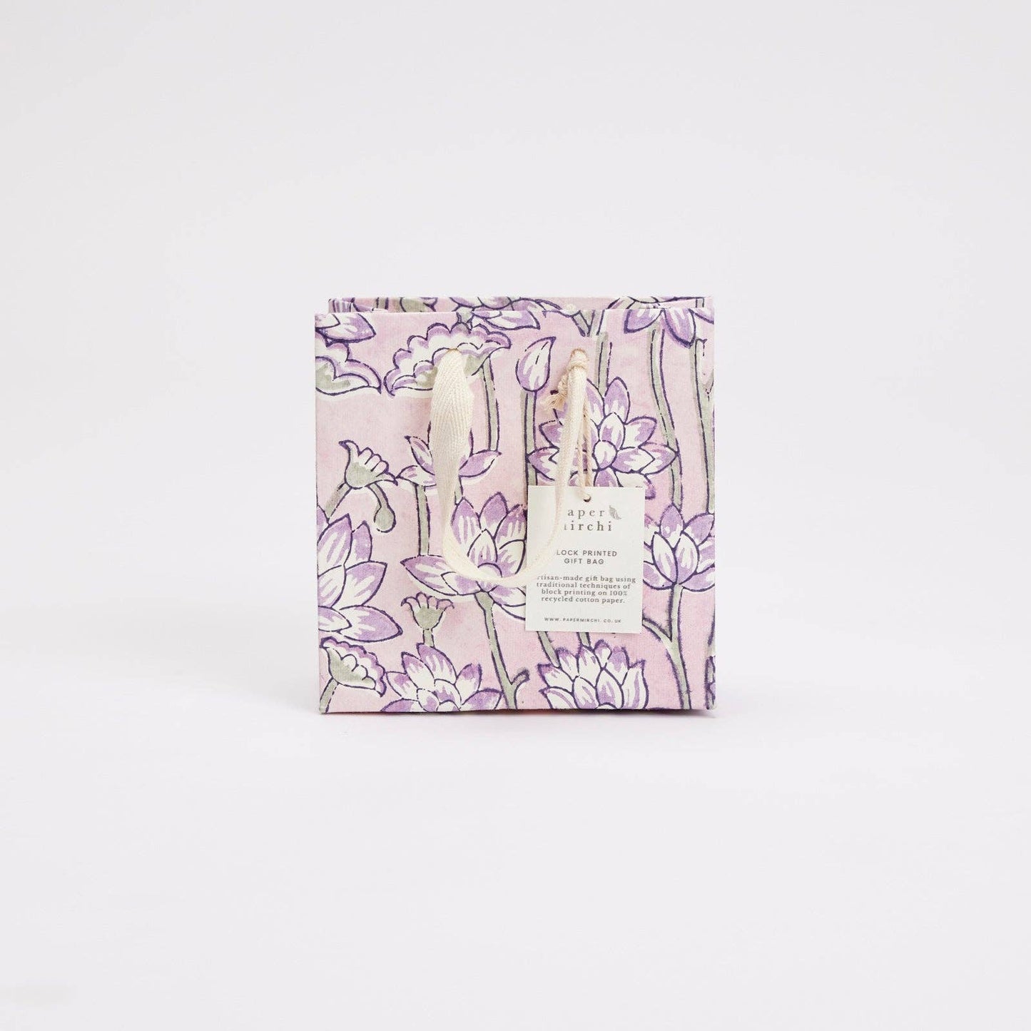 Block Printed Gift Bags (Small) - Lavender