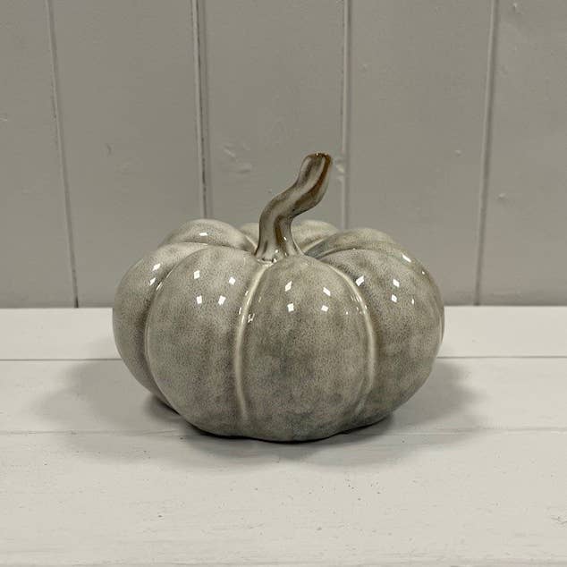 Beige Mottle Ceramic Pumpkin Decoration (11.5cm)
