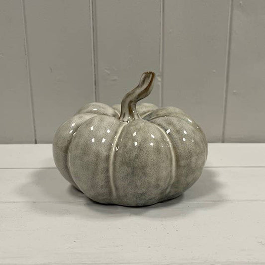 Beige Mottle Ceramic Pumpkin Decoration (11.5cm)