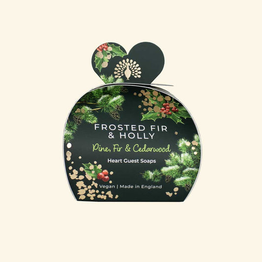 Christmas Tidings Frosted Fir & Holly Heart Guest Soaps
