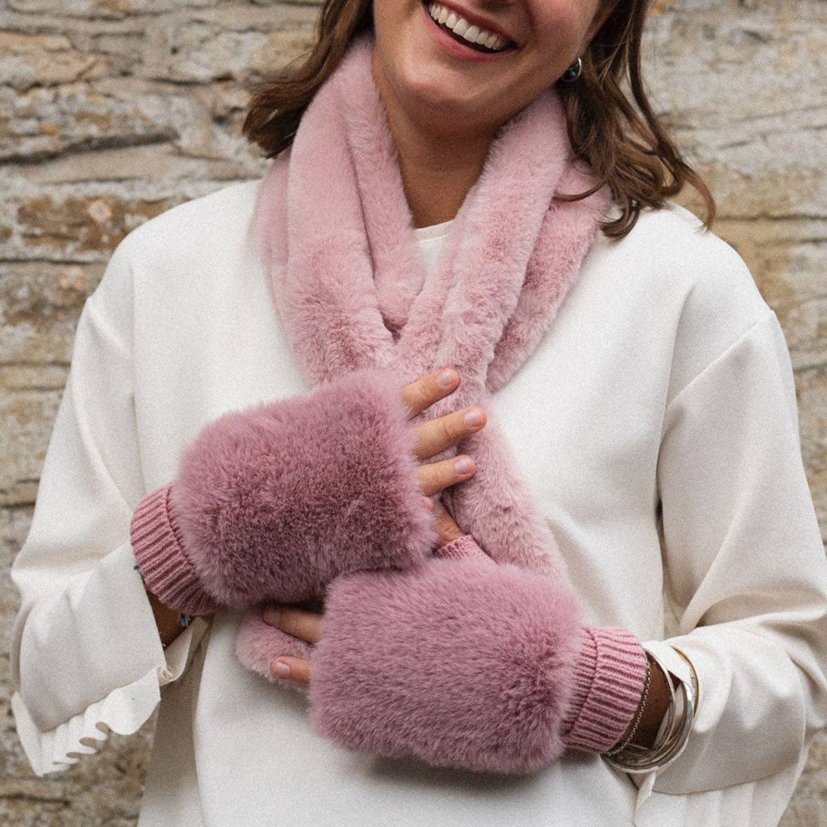 Faux Fur Fingerless Gloves