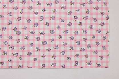 Block Printed Wrapping Paper Sheets - Gingham Violet Meringue
