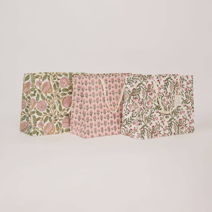 Hand Block Printed Gift Bags (Large) - Blush Refresh