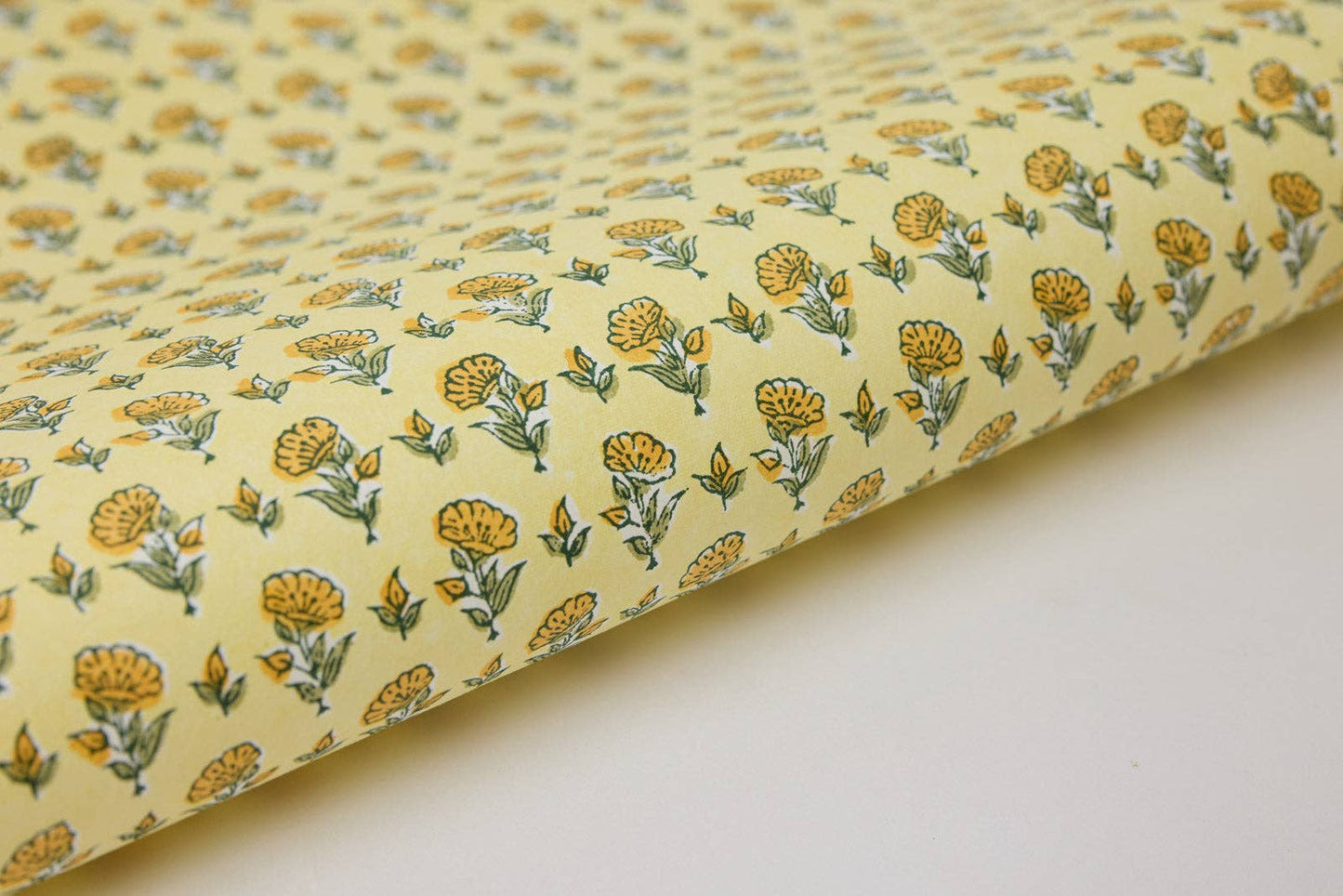 Block Printed Wrapping Paper Sheets - BP Ditsy Floral Sunshine