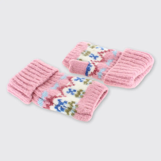Carla Fingerless Gloves- Pink