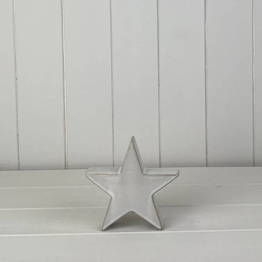 Glazed Ceramic Star Ornament with Textured Detail (12.1cm)