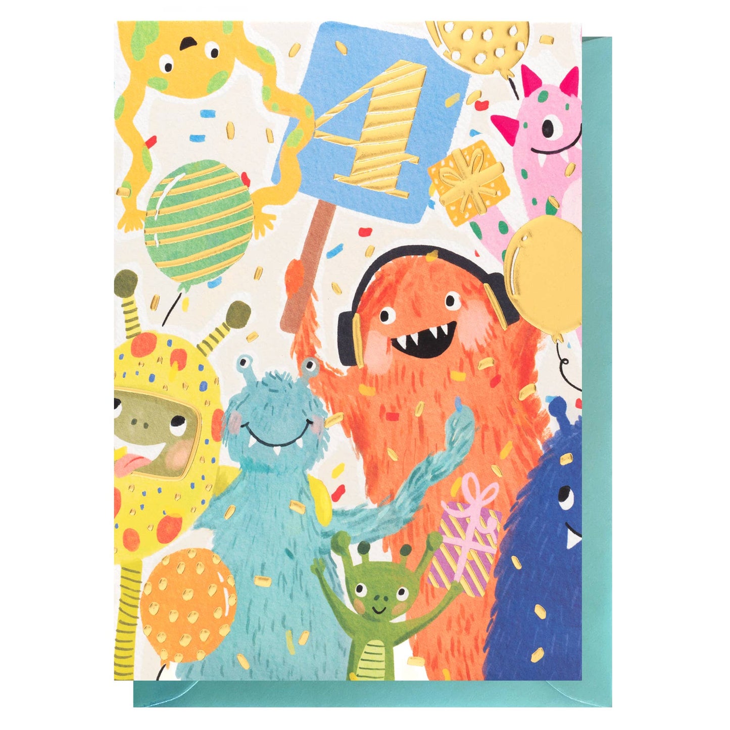 Age 4 Monsters Birthday Card | Milestone Age | Kids Cards