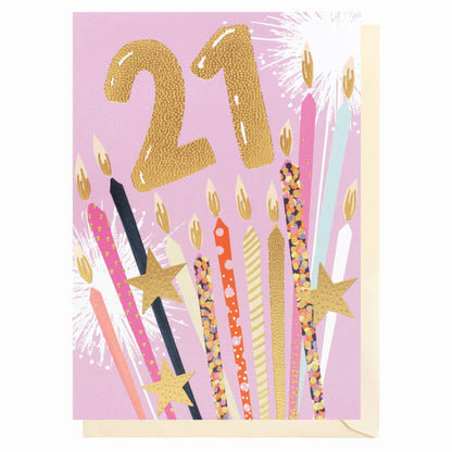 21st Birthday Candles | Female Birthday Card | Female Ages