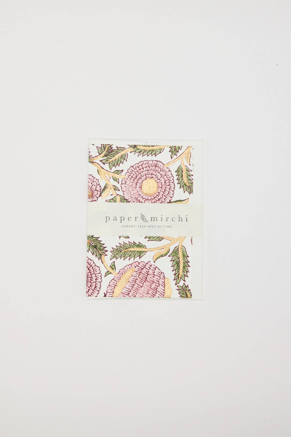 Hand Block Printed Greeting Card - Marigold Glitz Blush
