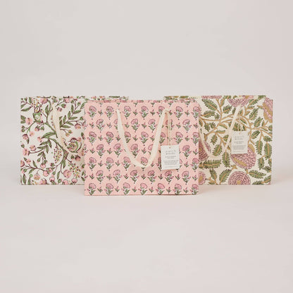 Hand Block Printed Gift Bags (Medium) - Blush Refresh