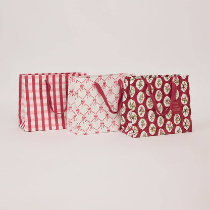 Block Printed Gift Bags (Medium) - Christmas Pudding