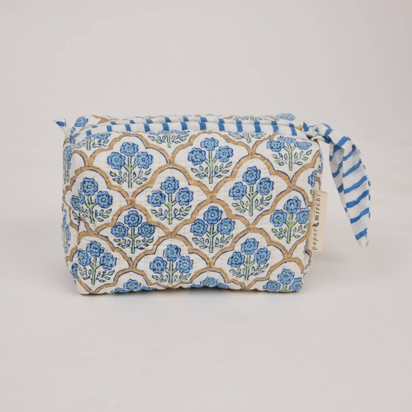 Organic Cotton Toiletry Bag (Small) - Trellis Indigo