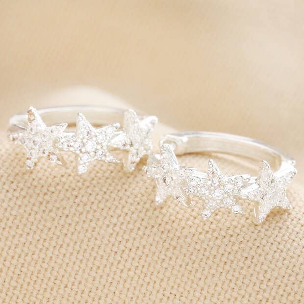 Crystal Triple Star Huggie Earrings