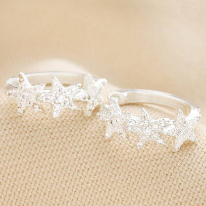 Crystal Triple Star Huggie Earrings