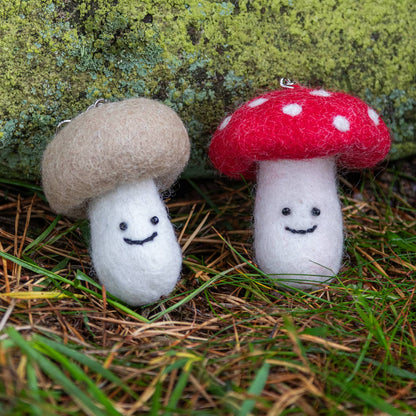 Felt Keychain - Brown Mushroom Keyring