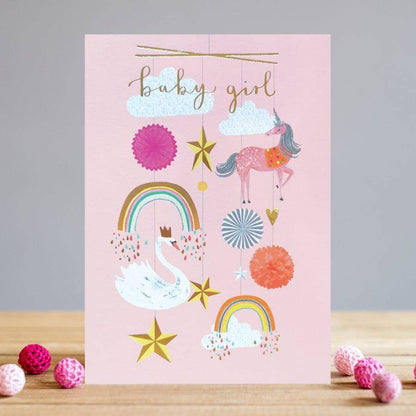 Baby Girl Mobile | Female New Baby Card | Animal Cards