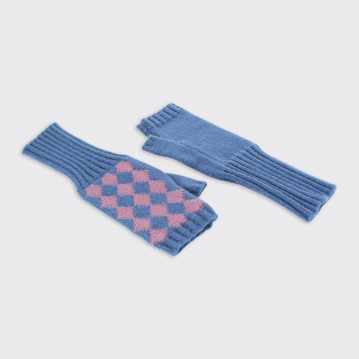 Lola Fingerless Gloves - Sky Blue / Pink