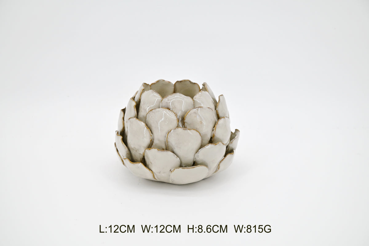 Natural Stoneglazed Artichoke Candle Holder