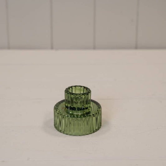 Vintage Green Glass Candle Holder (5.4cm)