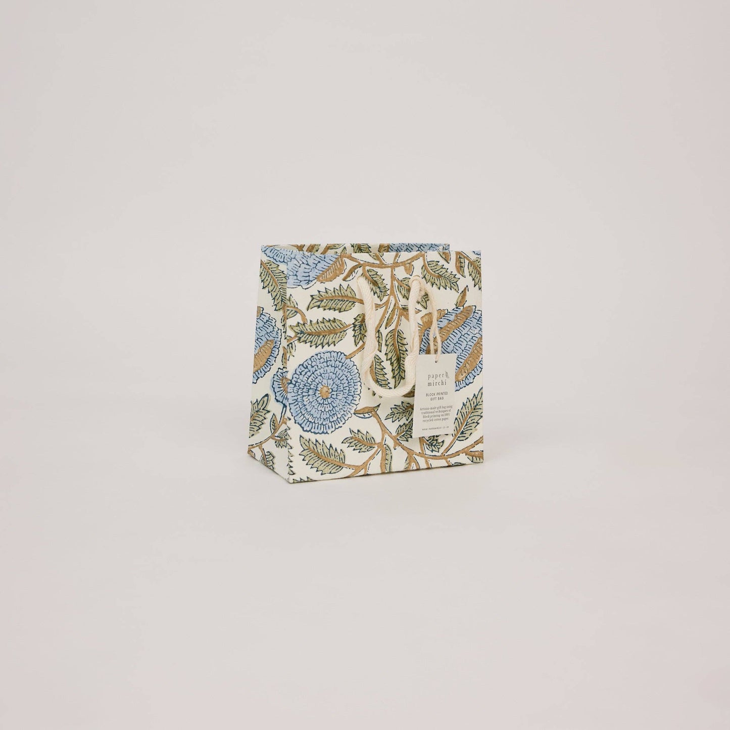 Hand Block Printed Gift Bags (Small) - Blue Stone Refresh