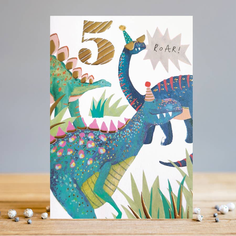 Age 5 | Dinosaurs Birthday Card | Milestone Age | Kids Cards