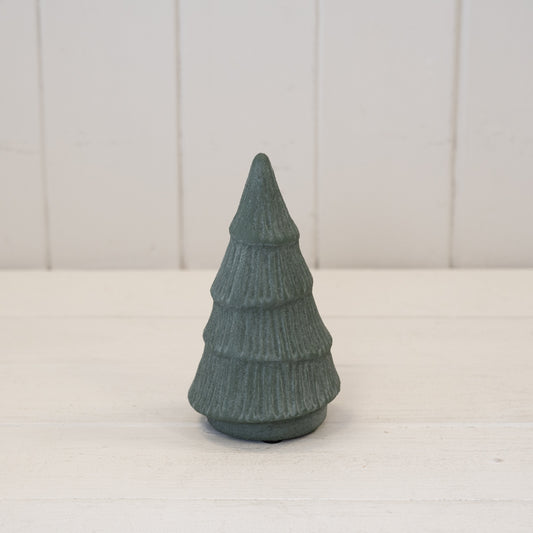 Green Ribbed Stoneware Christmas Tree 13.5cm